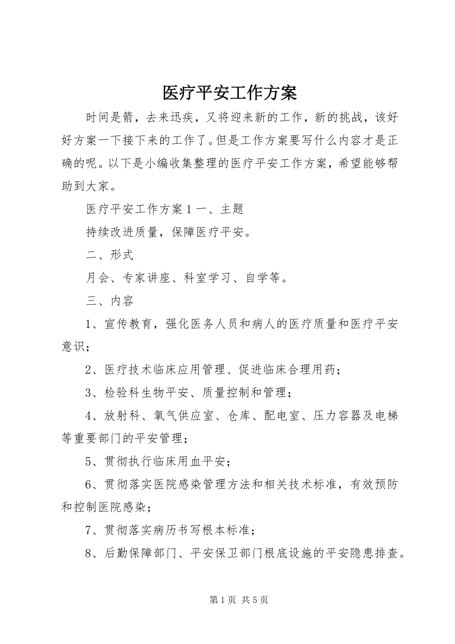 2023年医疗安全工作计划.docx_第1页