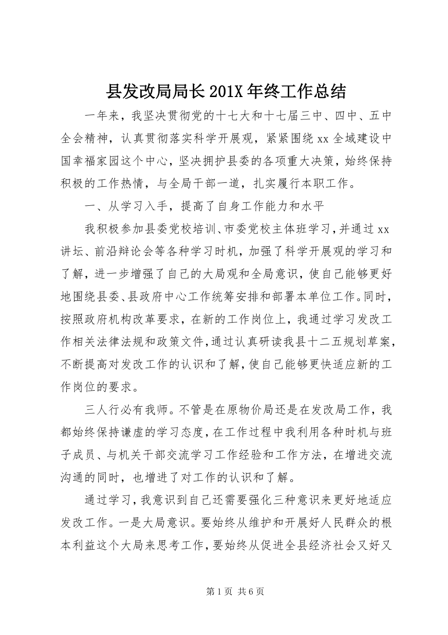 2023年县发改局局长终工作总结.docx_第1页