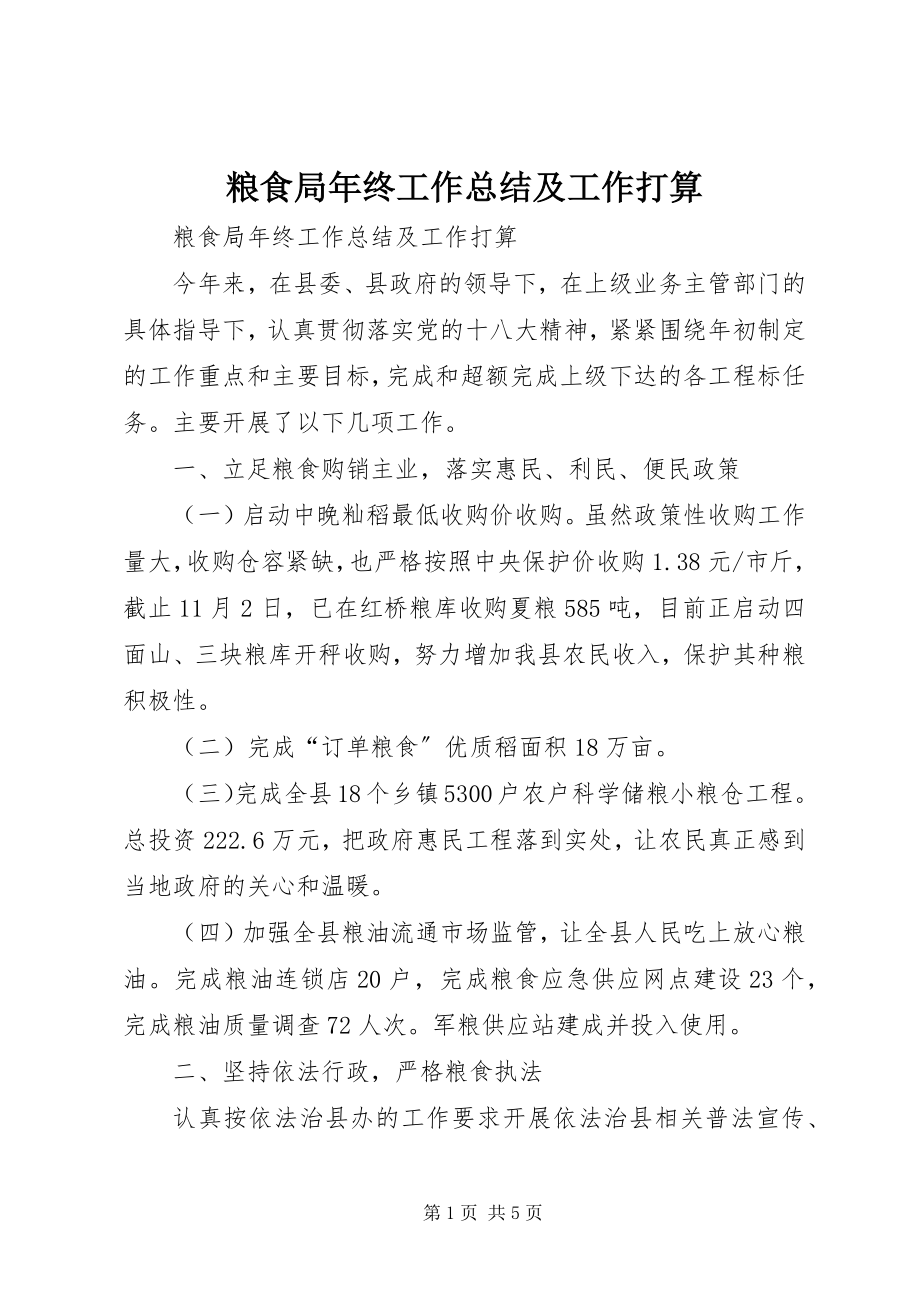 2023年粮食局终工作总结及工作打算.docx_第1页