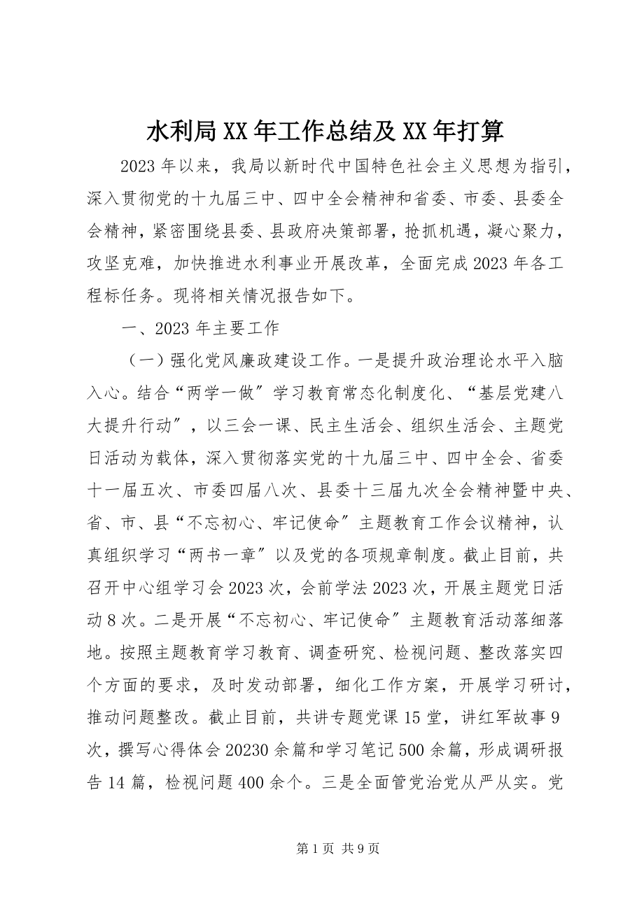 2023年水利局工作总结及打算.docx_第1页