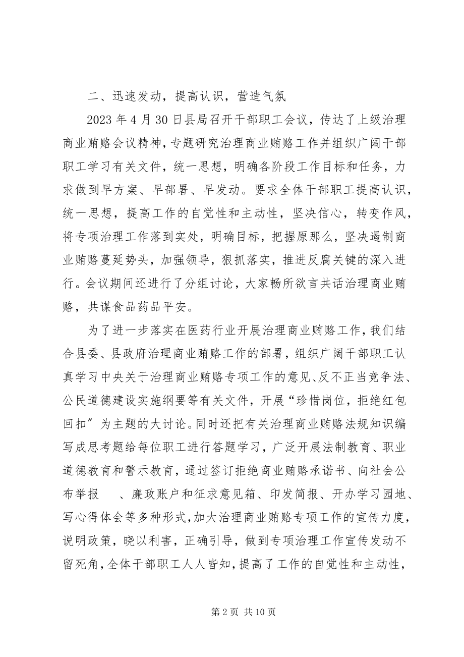 2023年县药监局治理商业贿赂工作总结.docx_第2页