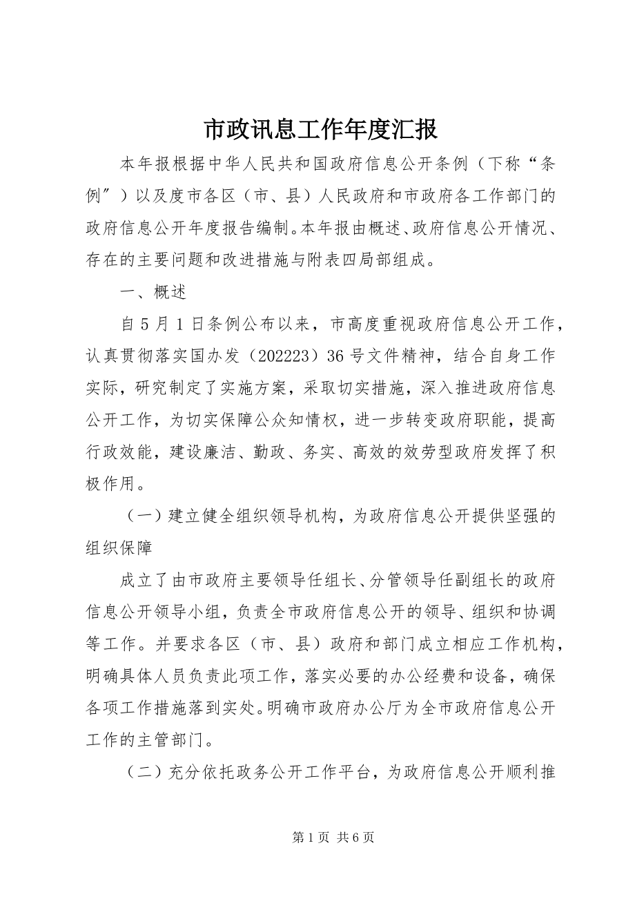 2023年市政讯息工作年度汇报.docx_第1页