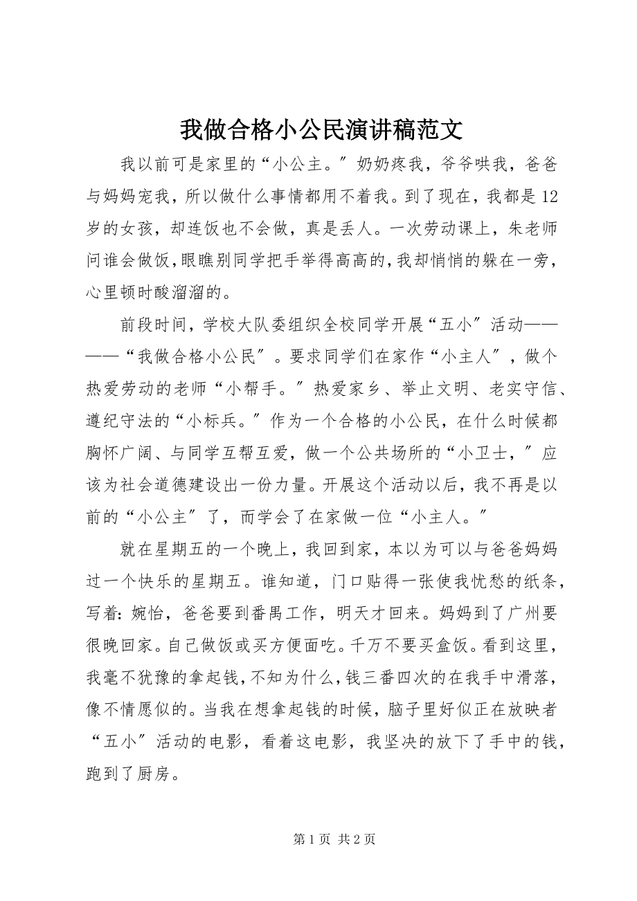 2023年我做合格小公民演讲稿.docx_第1页