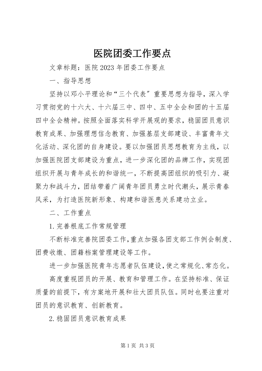 2023年医院团委工作要点.docx_第1页