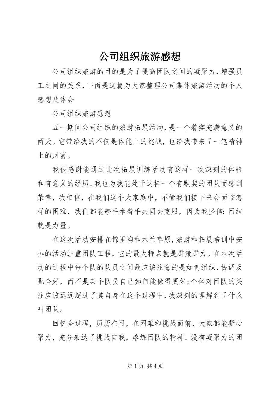 2023年公司组织旅游感想.docx_第1页