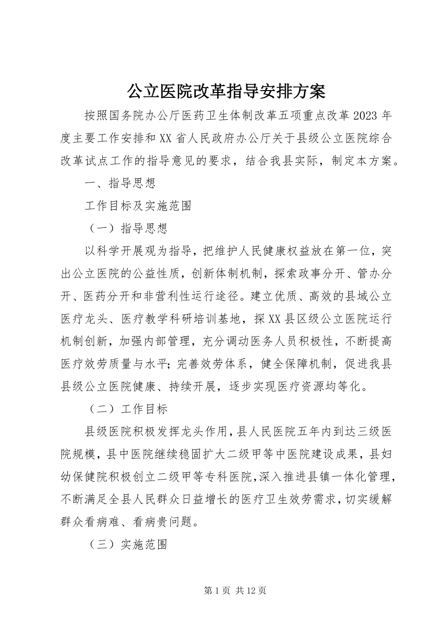 2023年公立医院改革指导安排方案.docx_第1页