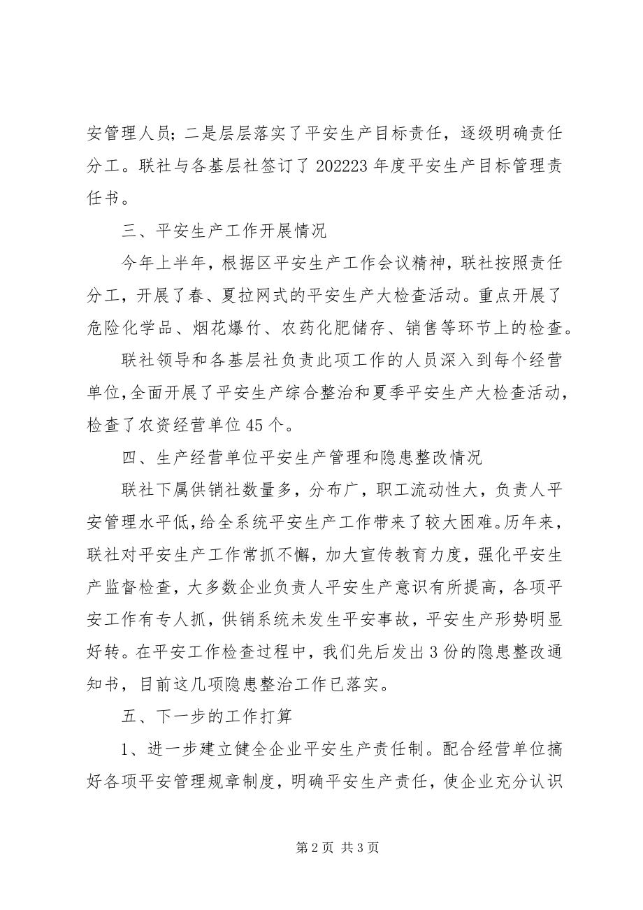 2023年供销社系统的上半年安全生产工作总结.docx_第2页