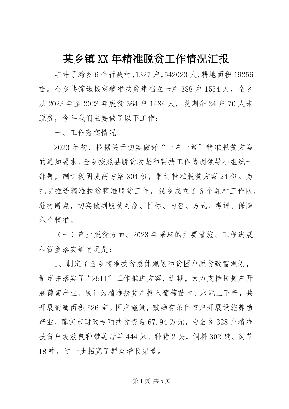 2023年xx乡镇精准脱贫工作情况汇报.docx_第1页