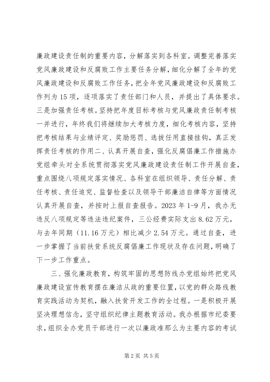 2023年扶贫办某年度“党风廉政建设”工作的汇报.docx_第2页