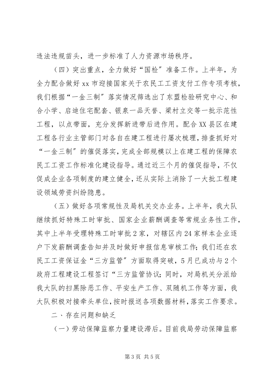 2023年劳动保障监察大队上半年工作总结及下半工作计划.docx_第3页