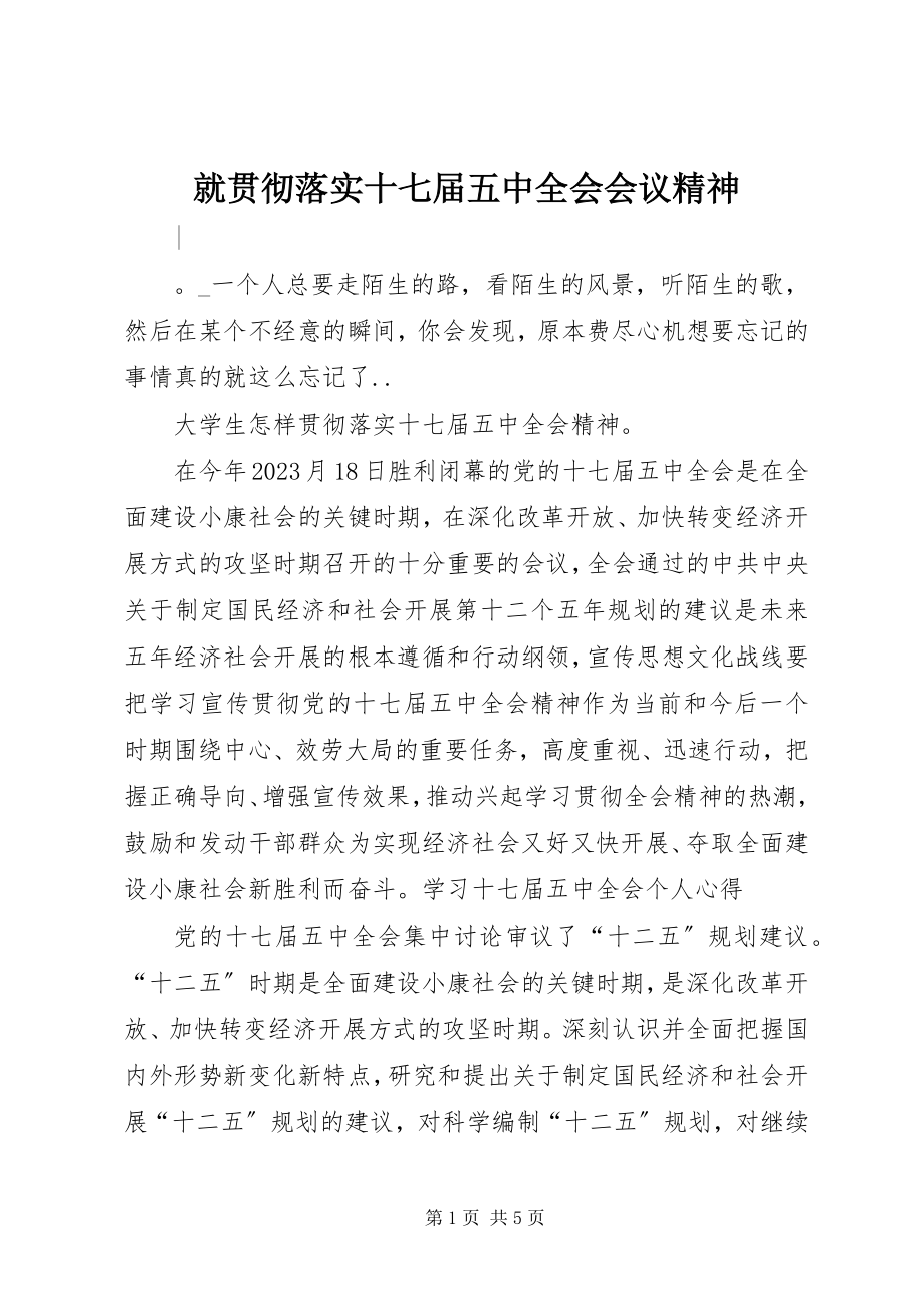 2023年就贯彻落实十七届五中全会会议精神.docx_第1页