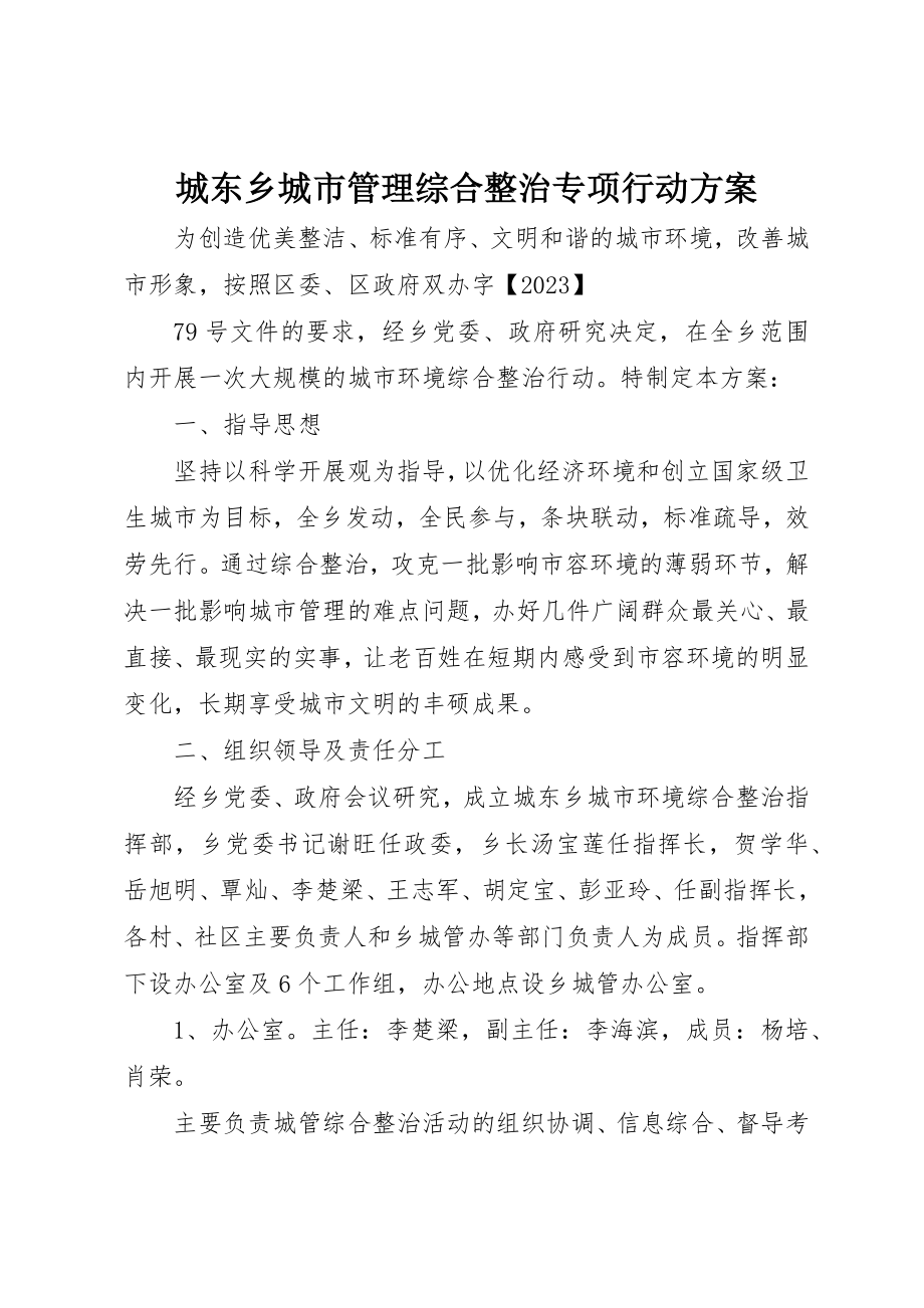 2023年城东乡城市管理综合整治专项行动方案.docx_第1页