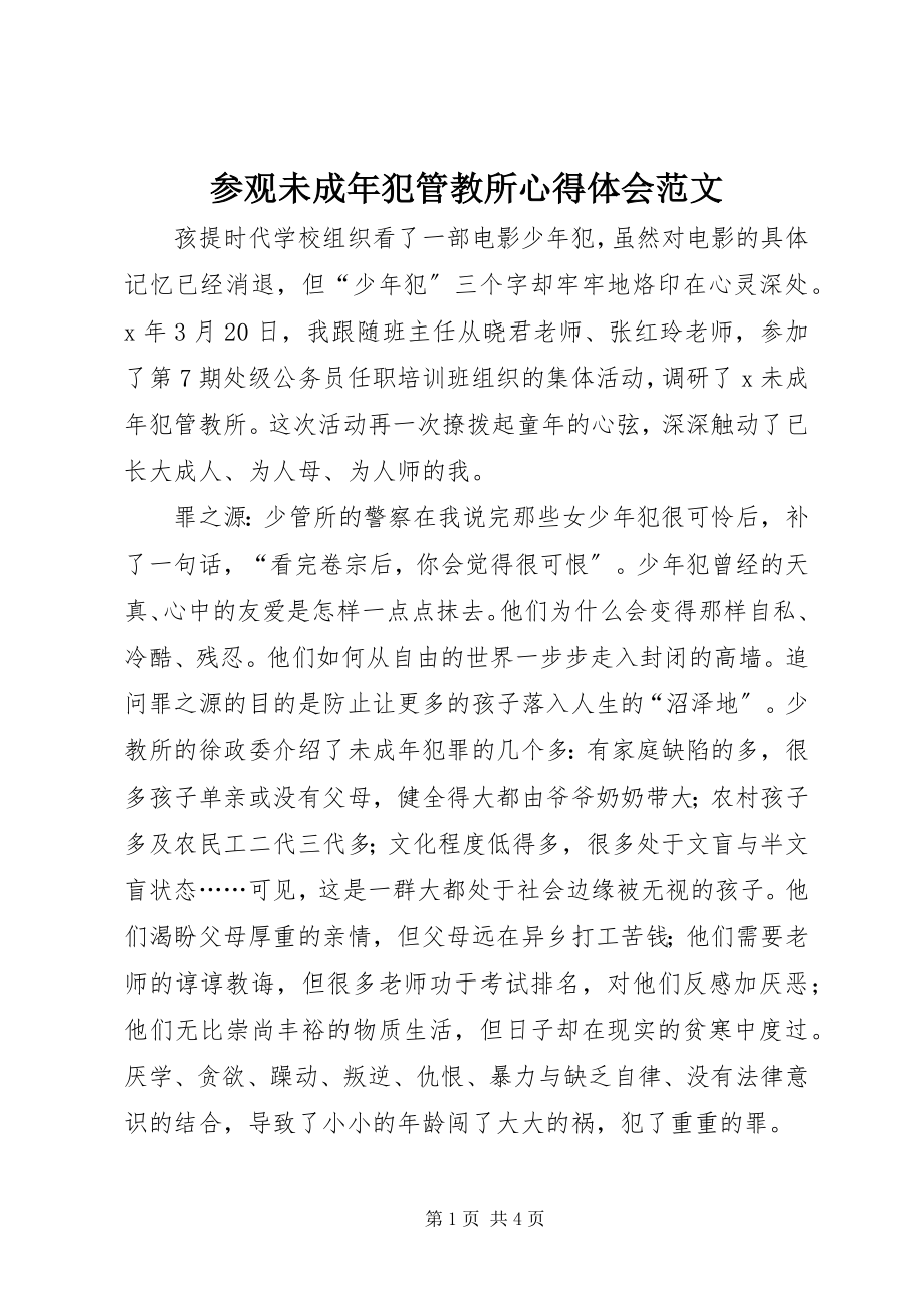 2023年参观未成年犯管教所心得体会2新编.docx_第1页