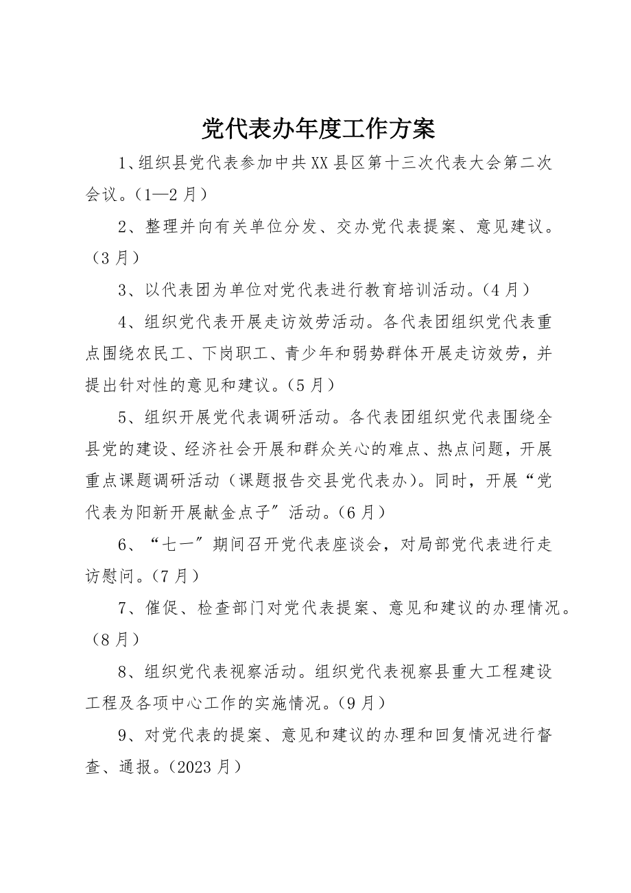 2023年党代表办年度工作计划.docx_第1页