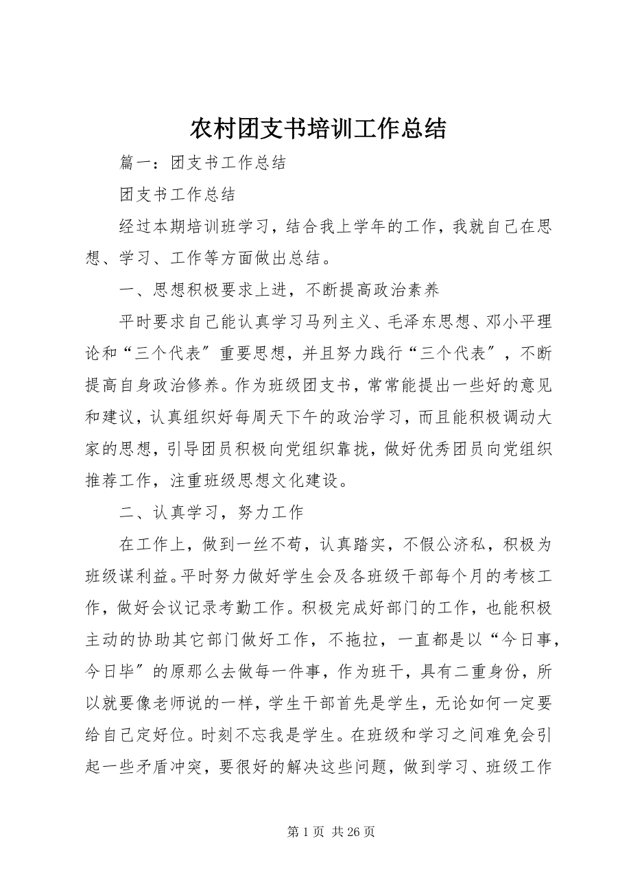 2023年农村团支书培训工作总结.docx_第1页