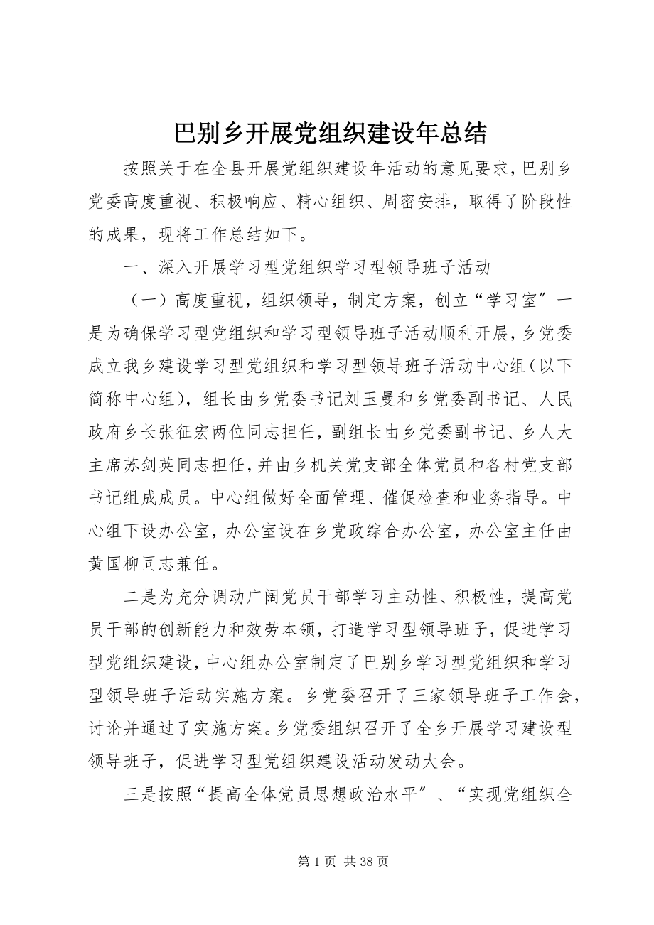 2023年巴别乡开展党组织建设年总结新编.docx_第1页