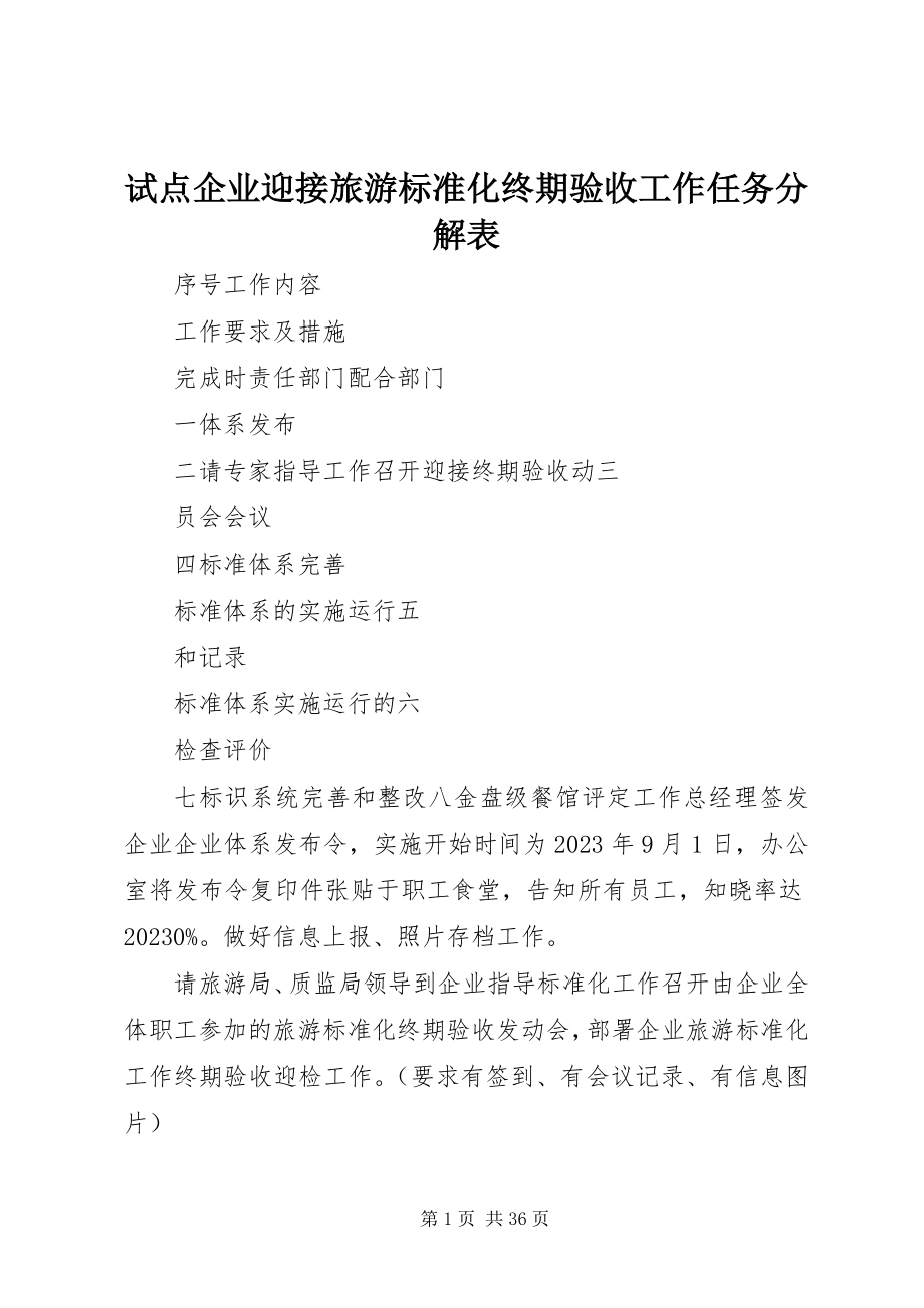 2023年试点企业迎接旅游标准化终期验收工作任务分解表.docx_第1页