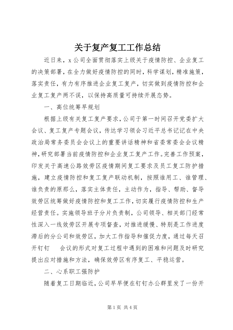 2023年复产复工精选工作总结.docx_第1页