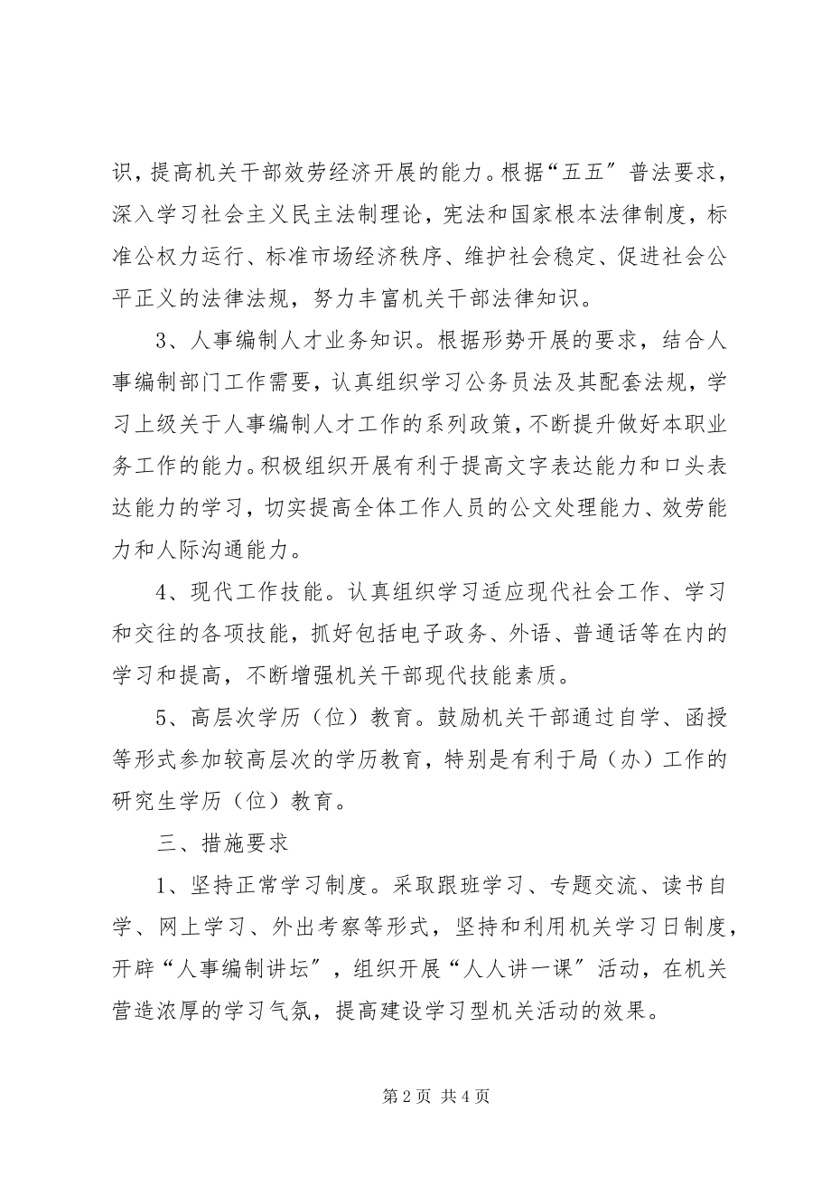 2023年县人事局编办关于创建学习型机关的实施意见.docx_第2页