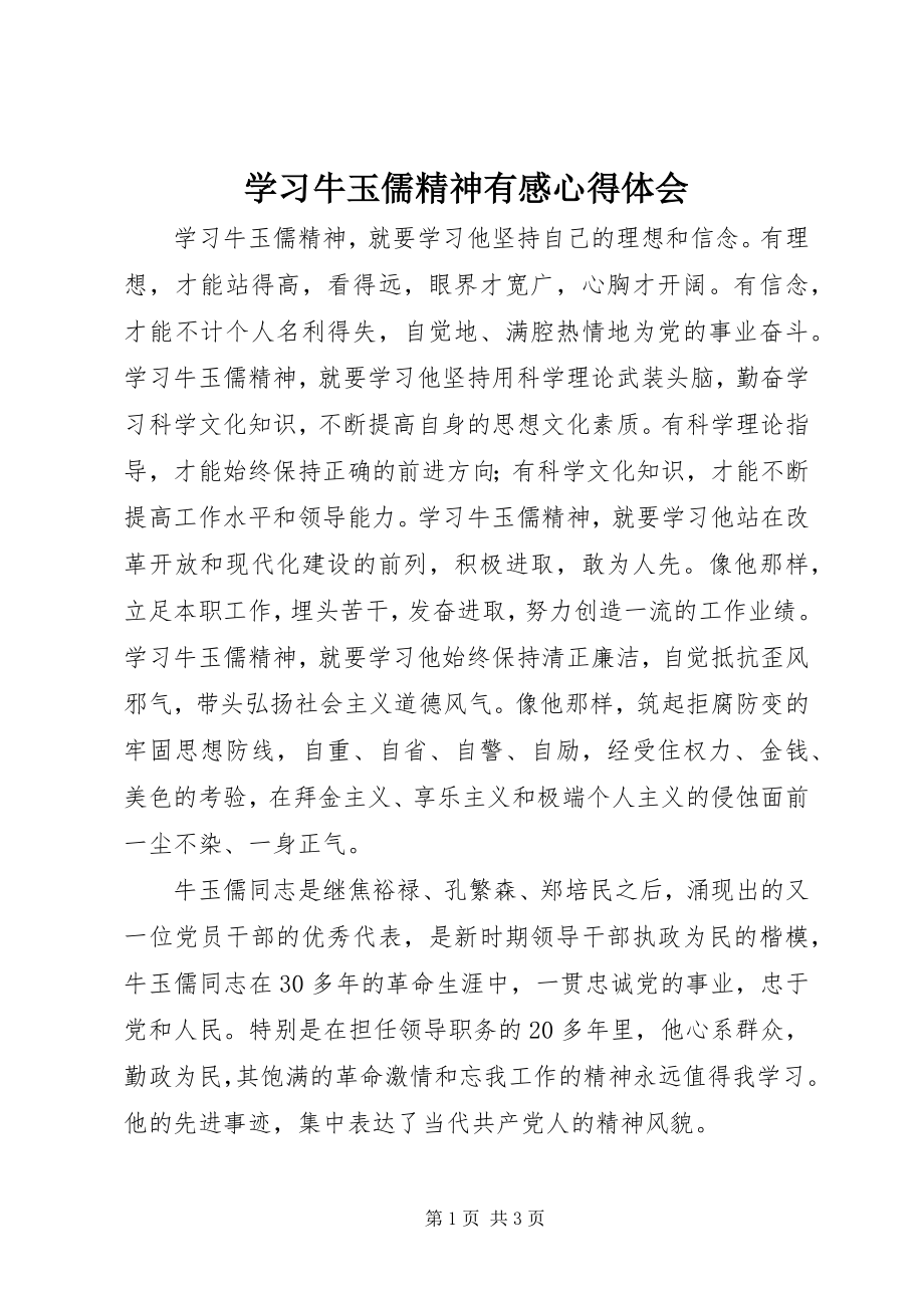 2023年学习牛玉儒精神有感心得体会.docx_第1页