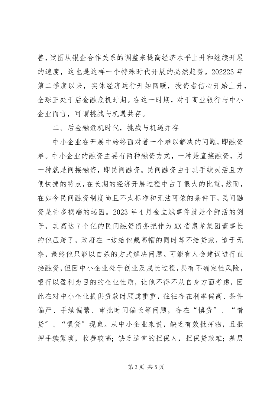 2023年商业银行对中小企业后金融危机时代我国商业银行与中小企业关系.docx_第3页