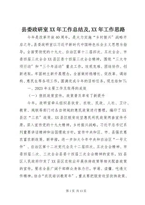 2023年县委政研室工作总结及工作思路.docx