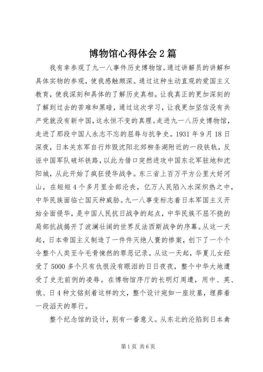 2023年博物馆心得体会2篇新编.docx_第1页