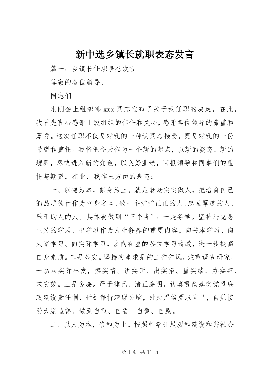 2023年新当选乡镇长就职表态讲话.docx_第1页