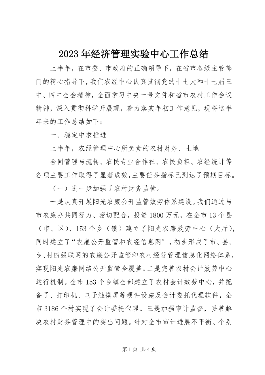 2023年经济管理实验中心工作总结.docx_第1页