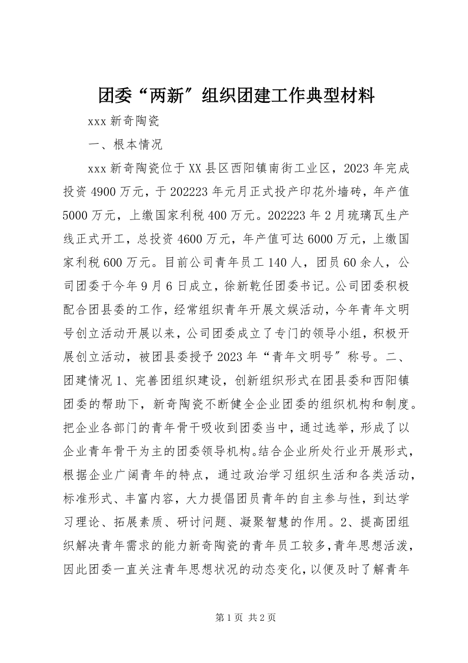 2023年团委“两新”组织团建工作典型材料.docx_第1页