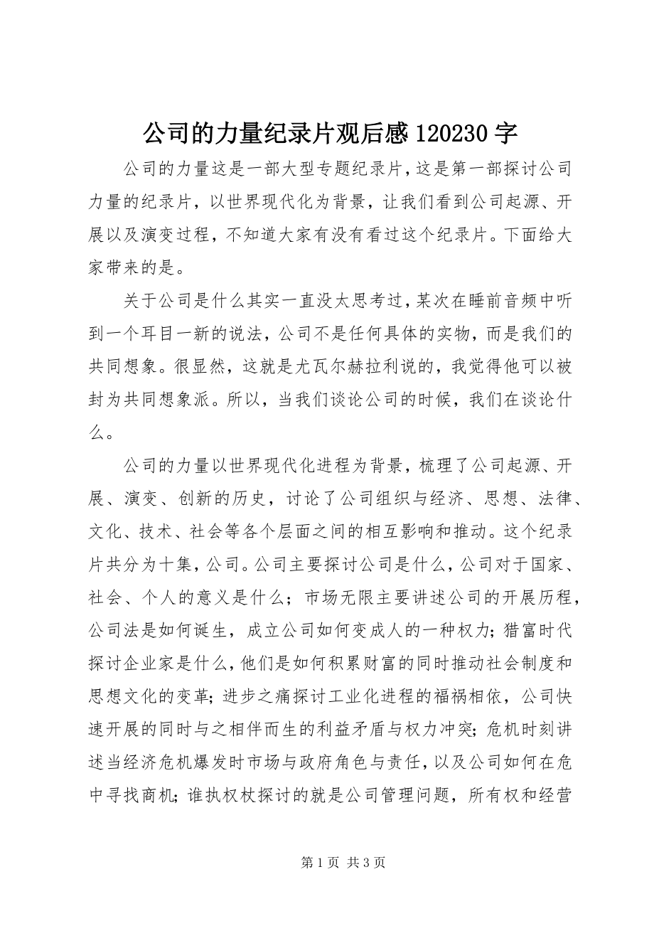 2023年公司的力量纪录片观后感1100字.docx_第1页