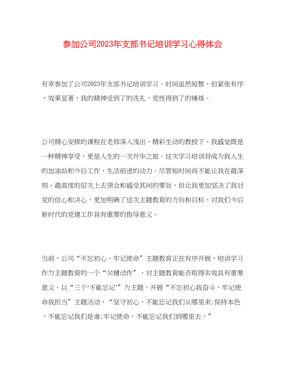 2023年参加公司支部书记培训学习心得体会.docx_第1页