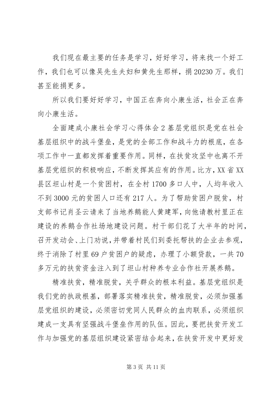 2023年全面建成小康社会学习心得体会多篇.docx_第3页