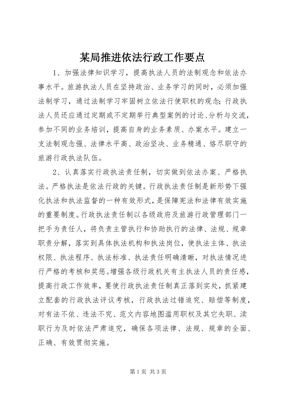 2023年某局推进依法行政工作要点.docx_第1页