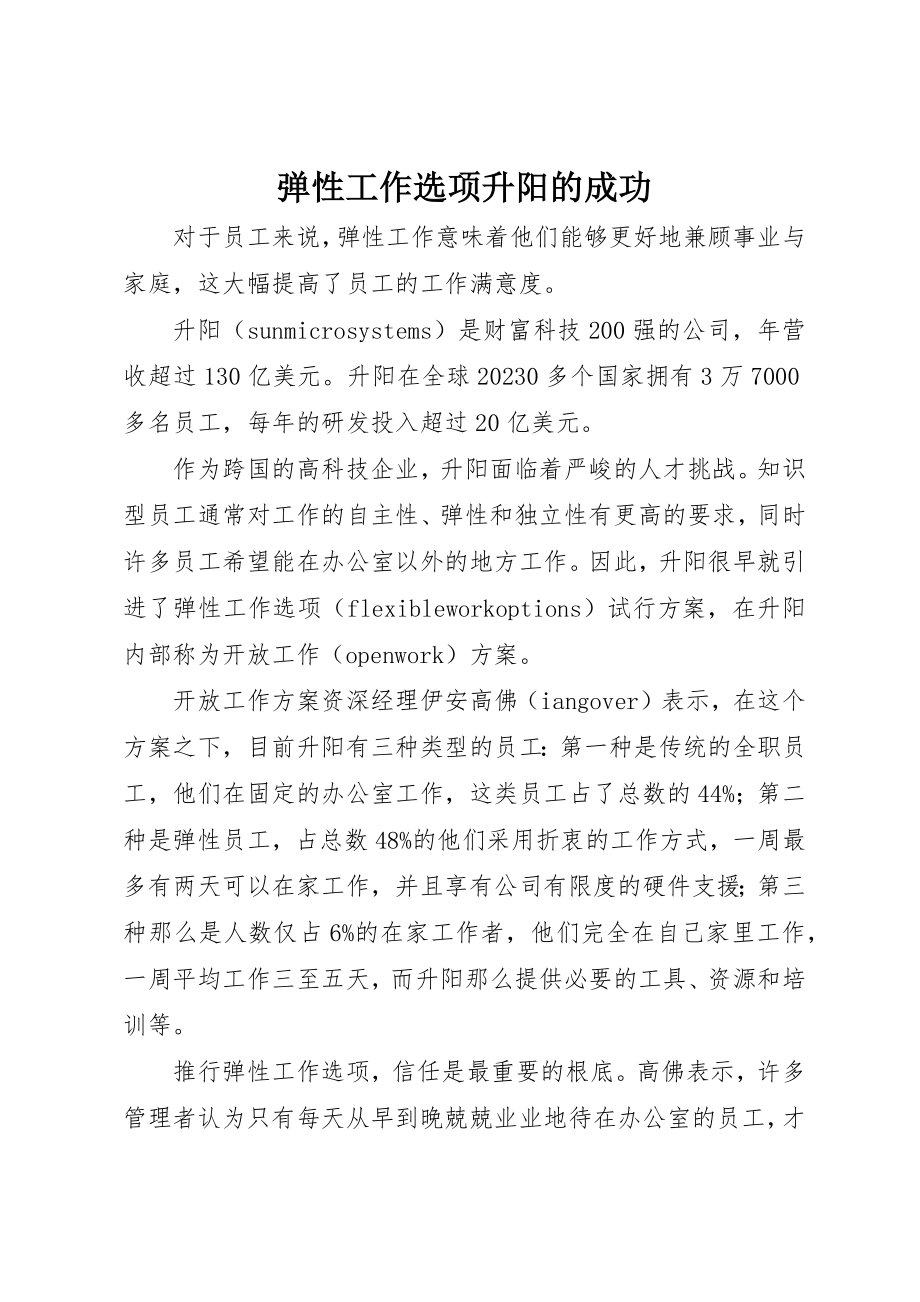 2023年弹性工作选项升阳的成功新编.docx_第1页