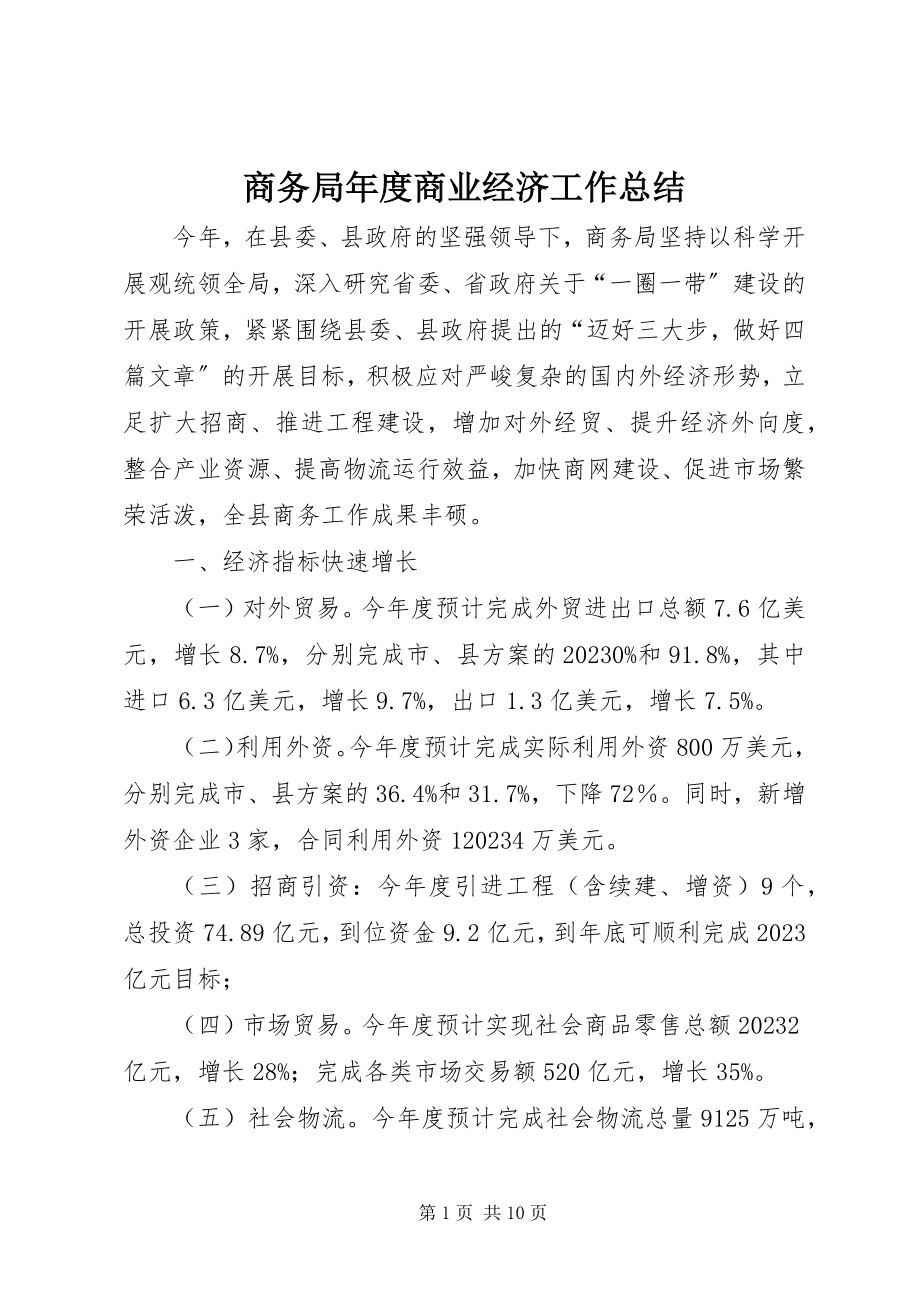 2023年商务局年度商业经济工作总结.docx_第1页