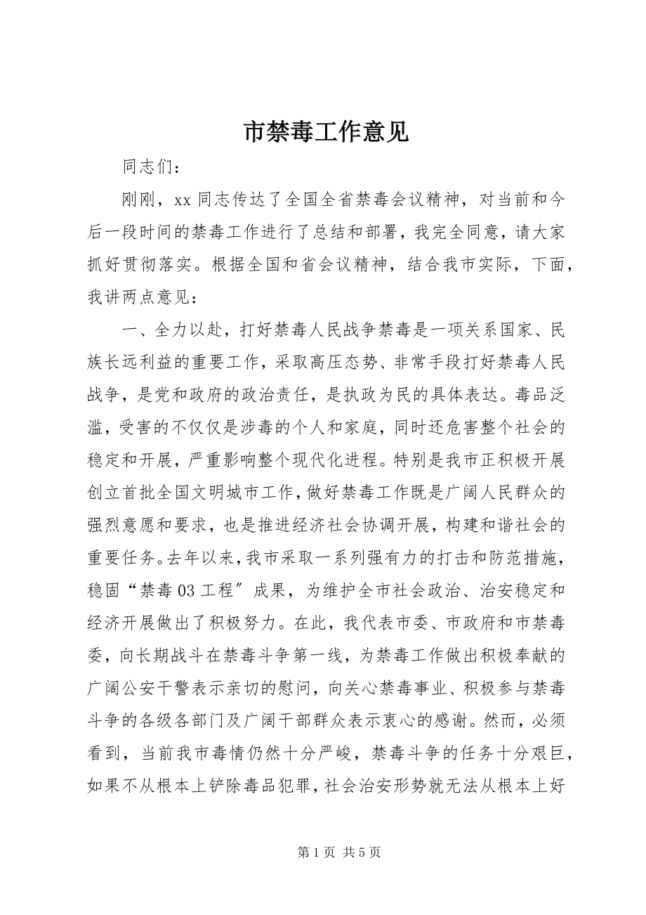 2023年市禁毒工作意见.docx_第1页