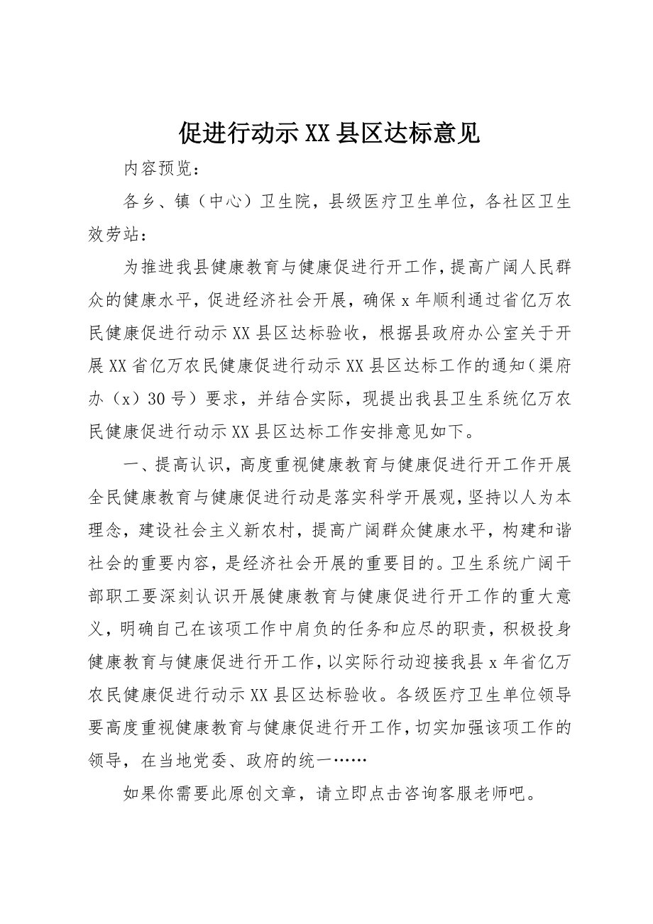 2023年促进行动示XX县区达标意见.docx_第1页