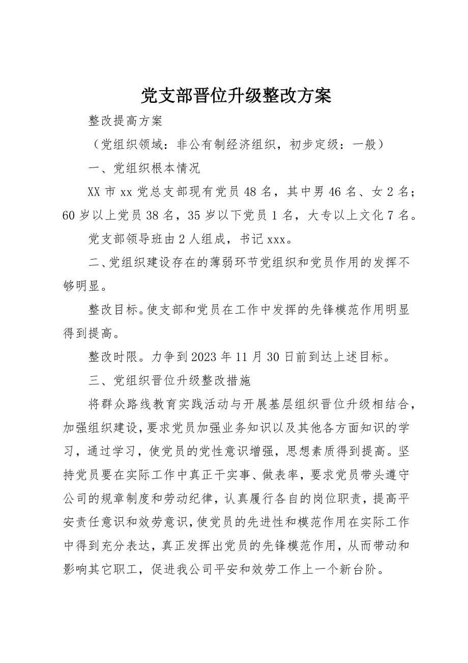 2023年党支部晋位升级整改方案.docx_第1页