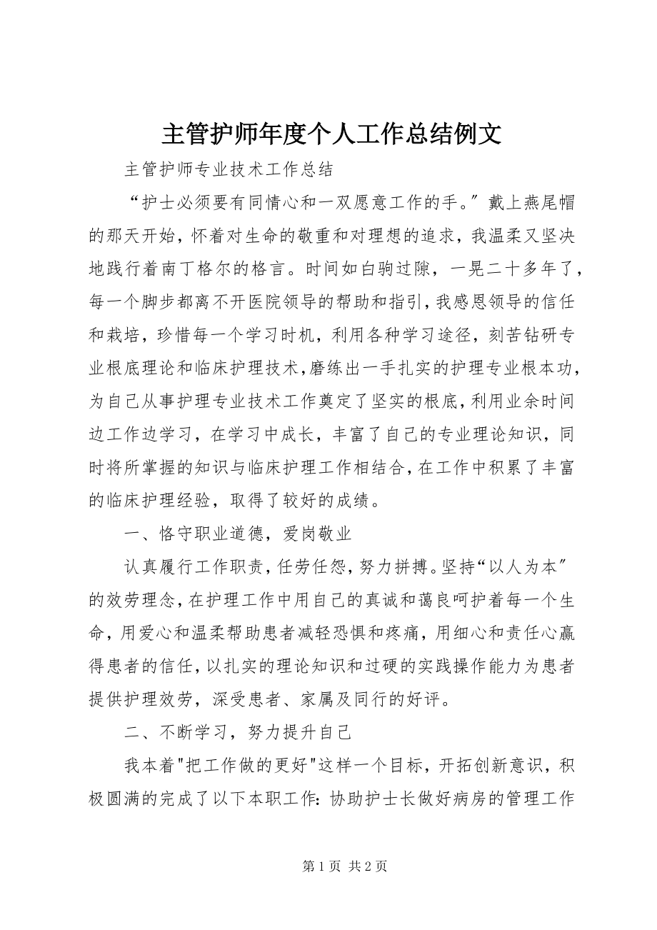 2023年主管护师年度个人工作总结例文.docx_第1页