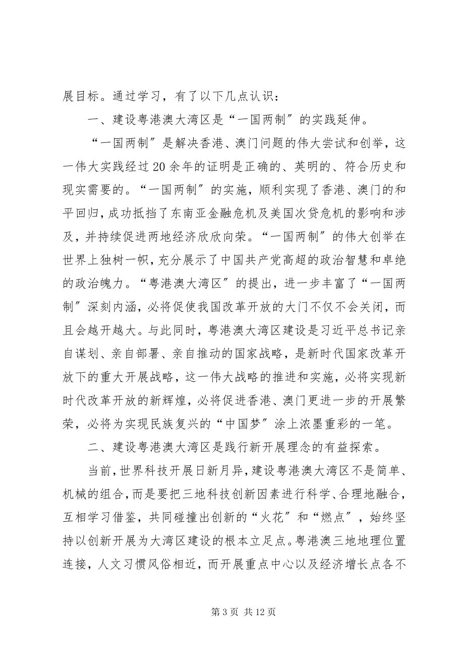 2023年《粤港澳大湾区发展规划纲要》心得五篇新编.docx_第3页