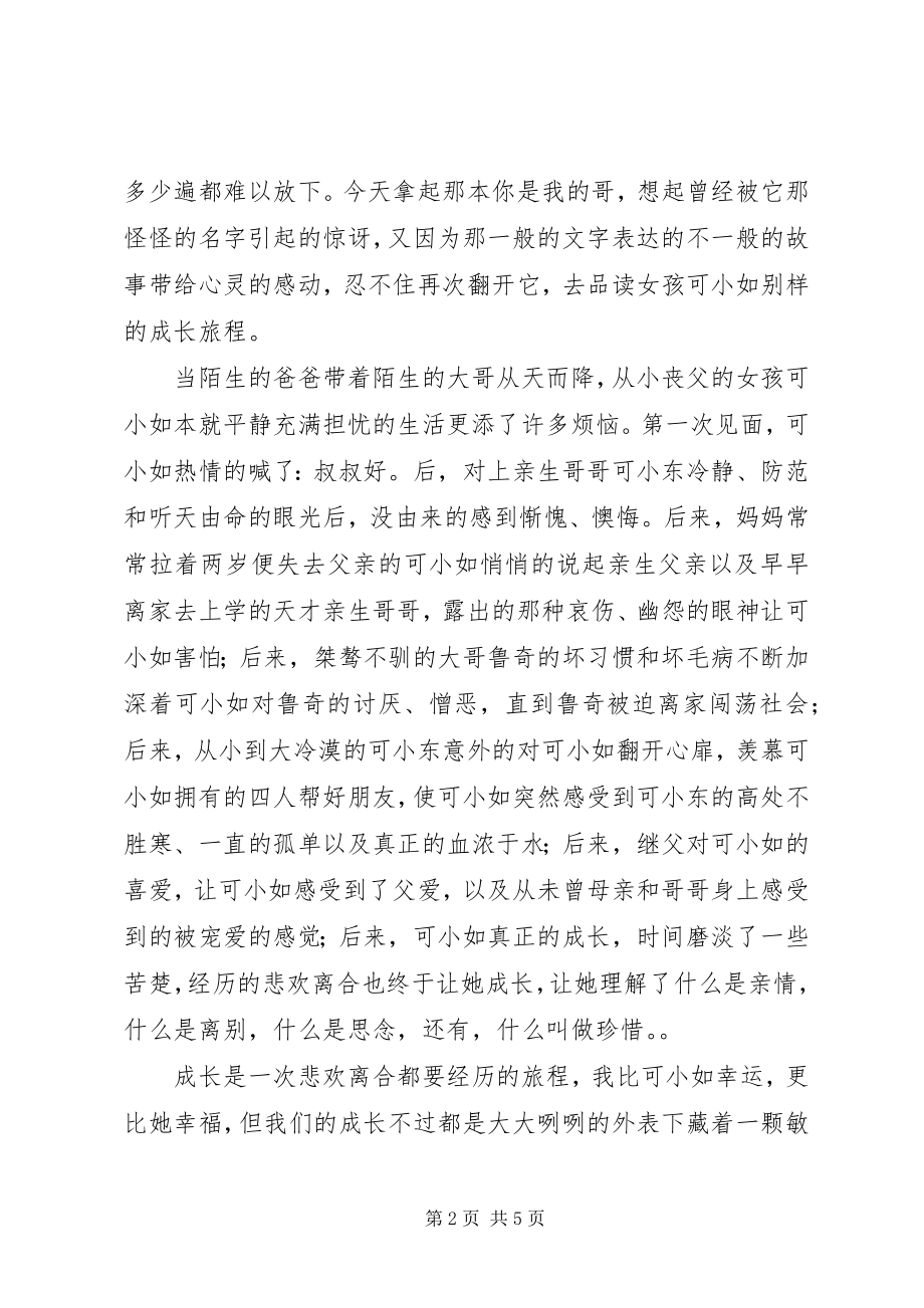 2023年你是我的哥读后感.docx_第2页