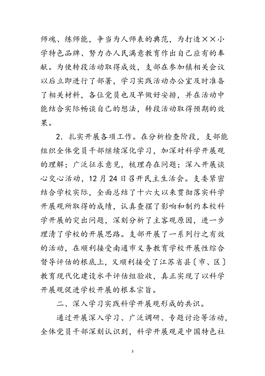 2023年小学支部学习实践科学发展观工作总结范文.doc_第3页