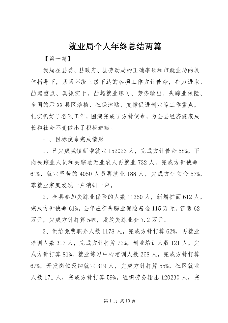 2023年就业局个人终总结两篇.docx_第1页