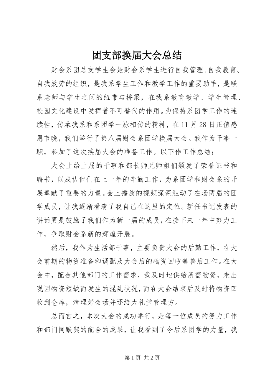 2023年团支部换届大会总结.docx_第1页