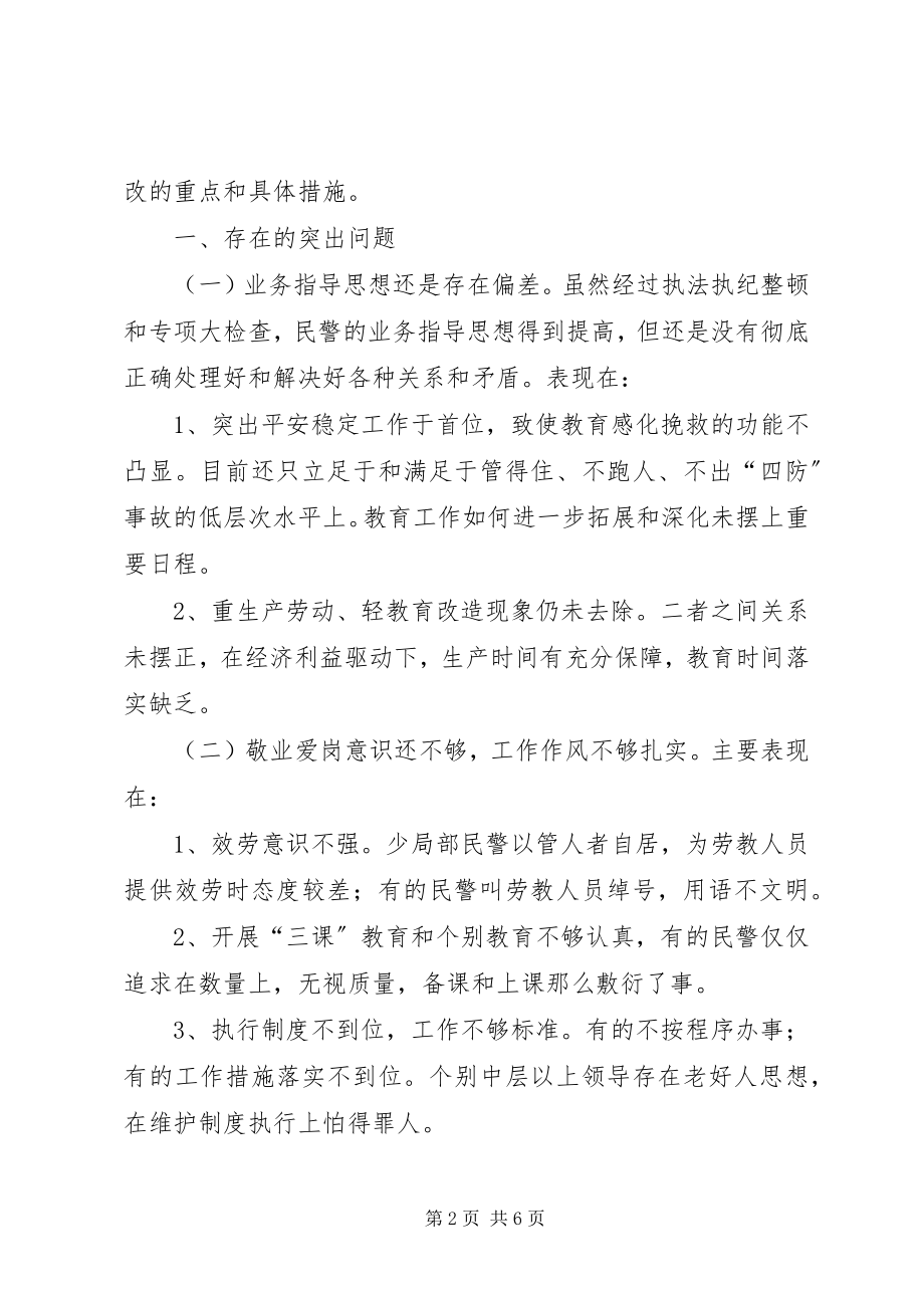 2023年劳教所公正文明执法教育活动的整改方案.docx_第2页