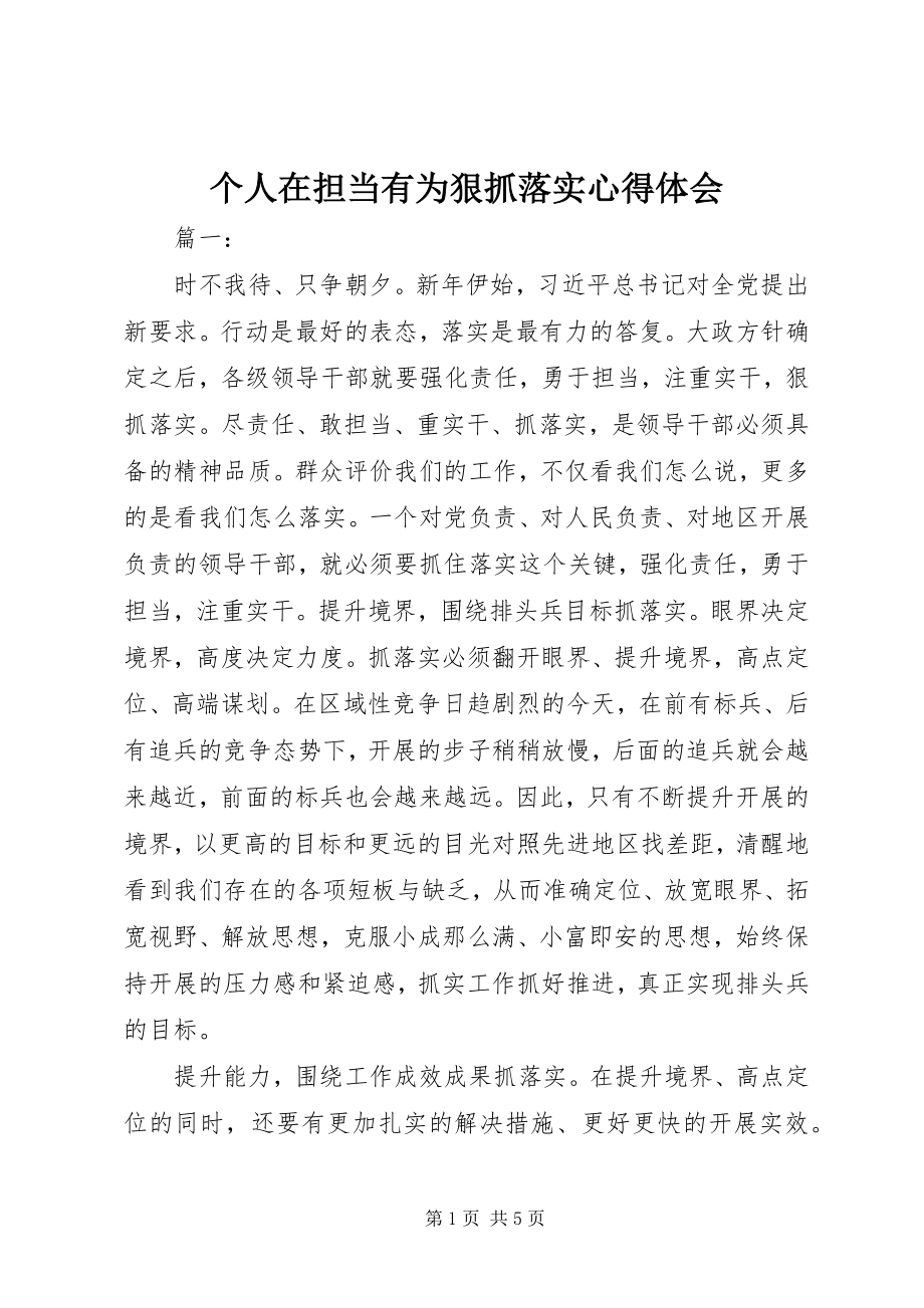 2023年个人在担当有为狠抓落实心得体会.docx_第1页