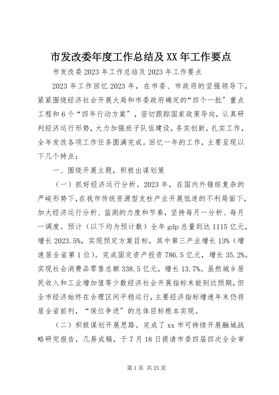 2023年市发改委年度工作总结及工作要点.docx_第1页