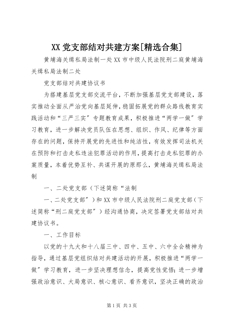 2023年XX党支部结对共建方案精选合集新编.docx_第1页