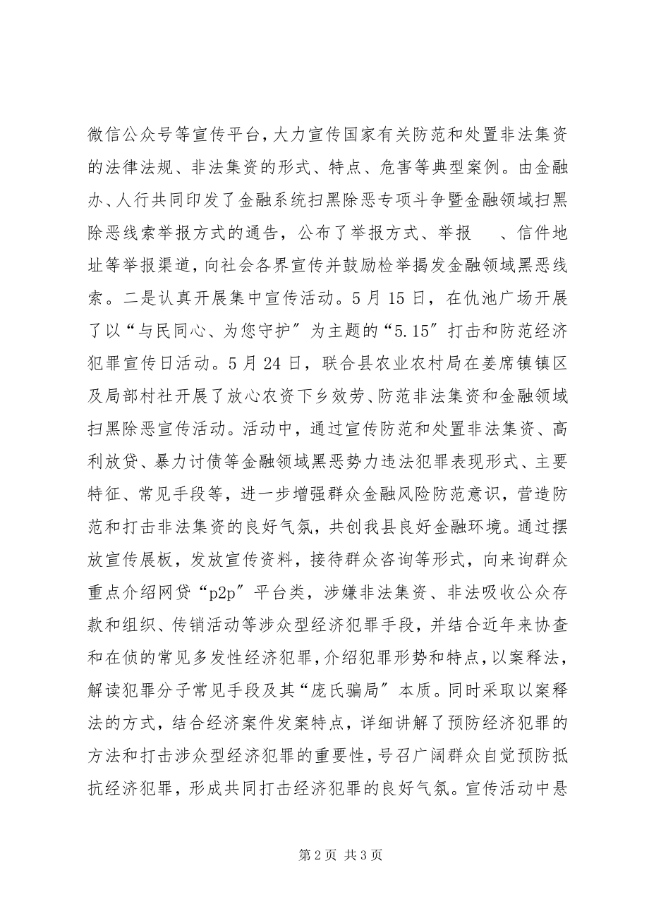 2023年防范非法集资和金融领域扫黑除恶宣传月活动工作总结.docx_第2页